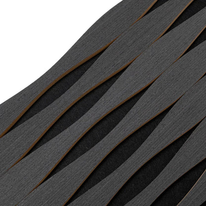 Set 3 Panouri riflaj acustic decorativ, MDF si pasla, Naimeed D6251, 240x30x1.8cm, Stejar Negru