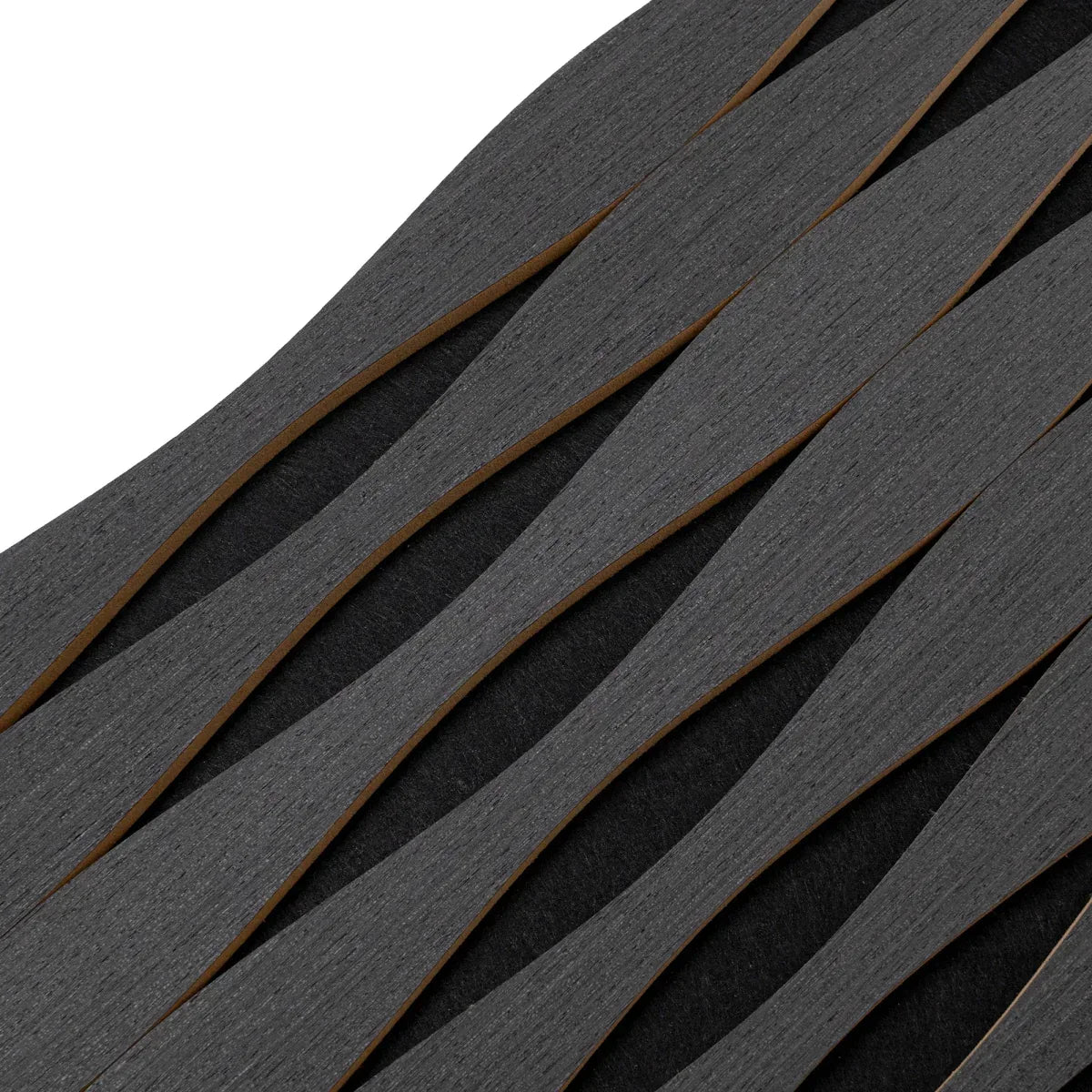 Set 6 Panouri riflaj acustic decorativ, MDF si pasla, Naimeed D6251, 240x30x1.8cm, Stejar Negru