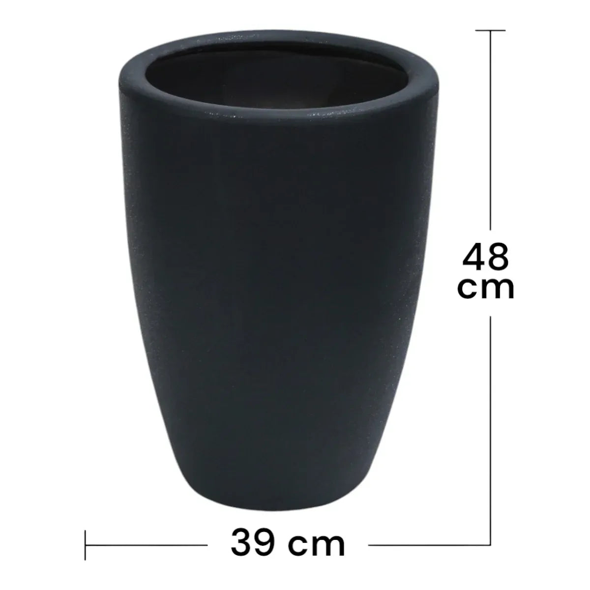 Ghiveci ecologic, Eco-friendly, Naimeed D6363, Mare, din materiale minerale, Negru, 48x39x39cm