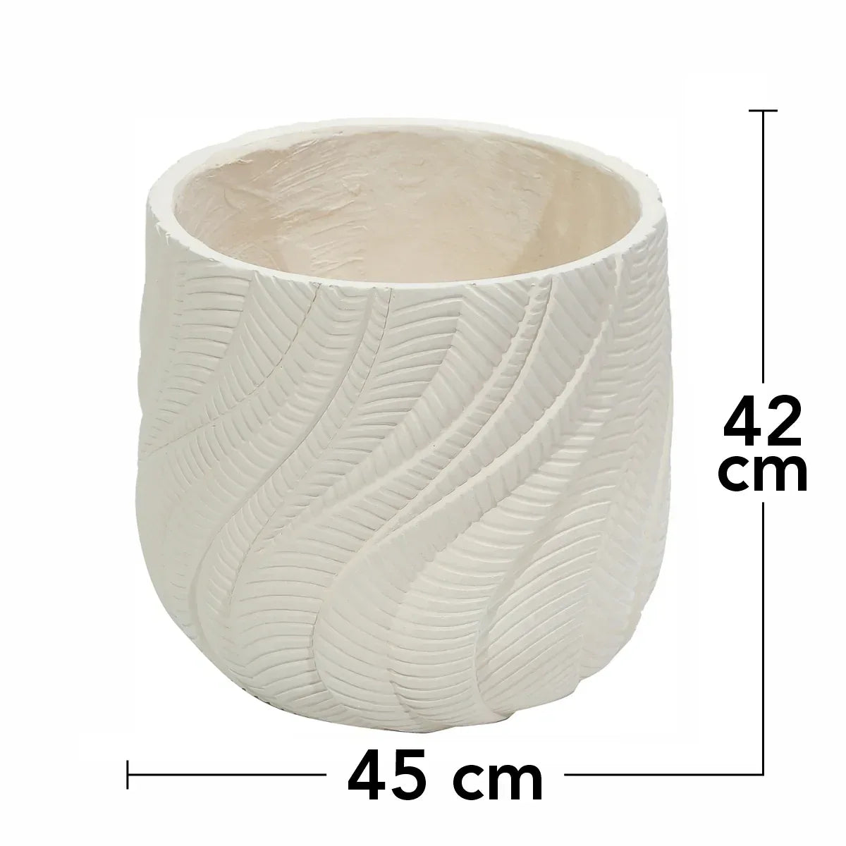 Ghiveci ecologic, Eco-friendly, Naimeed D6380, Mare, din materiale minerale, Crem, 42x45x45cm