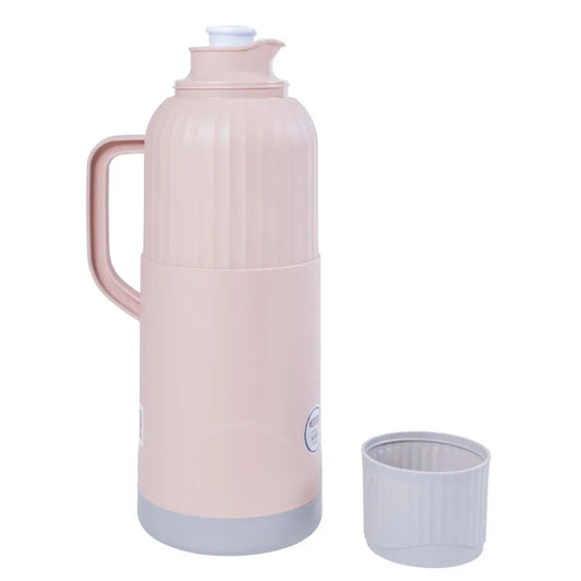 Termos, Naimeed D6422, pentru bauturi reci sau calde, Sticla si ABS, 2L, Roz, 137x390x160mm