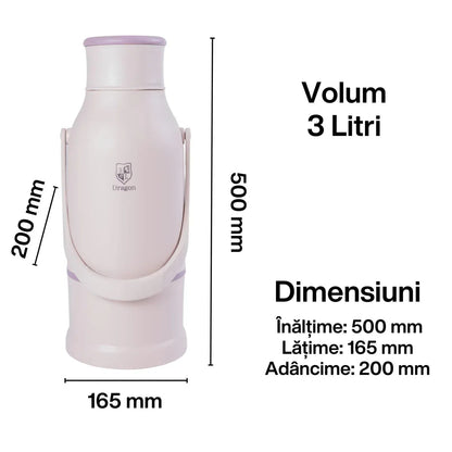 Termos, Naimeed D6424, pentru bauturi reci sau calde, Sticla si ABS, 3L, Crem, 165x500x200mm