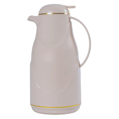 Termos, Naimeed D6430, pentru bauturi reci sau calde, Sticla si ABS, 1.4L, Crem, 145x320x190mm