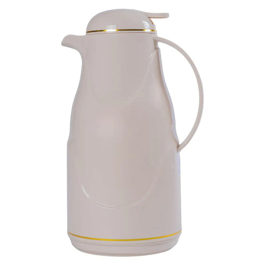 Termos, Naimeed D6430, pentru bauturi reci sau calde, Sticla si ABS, 1.4L, Crem, 145x320x190mm