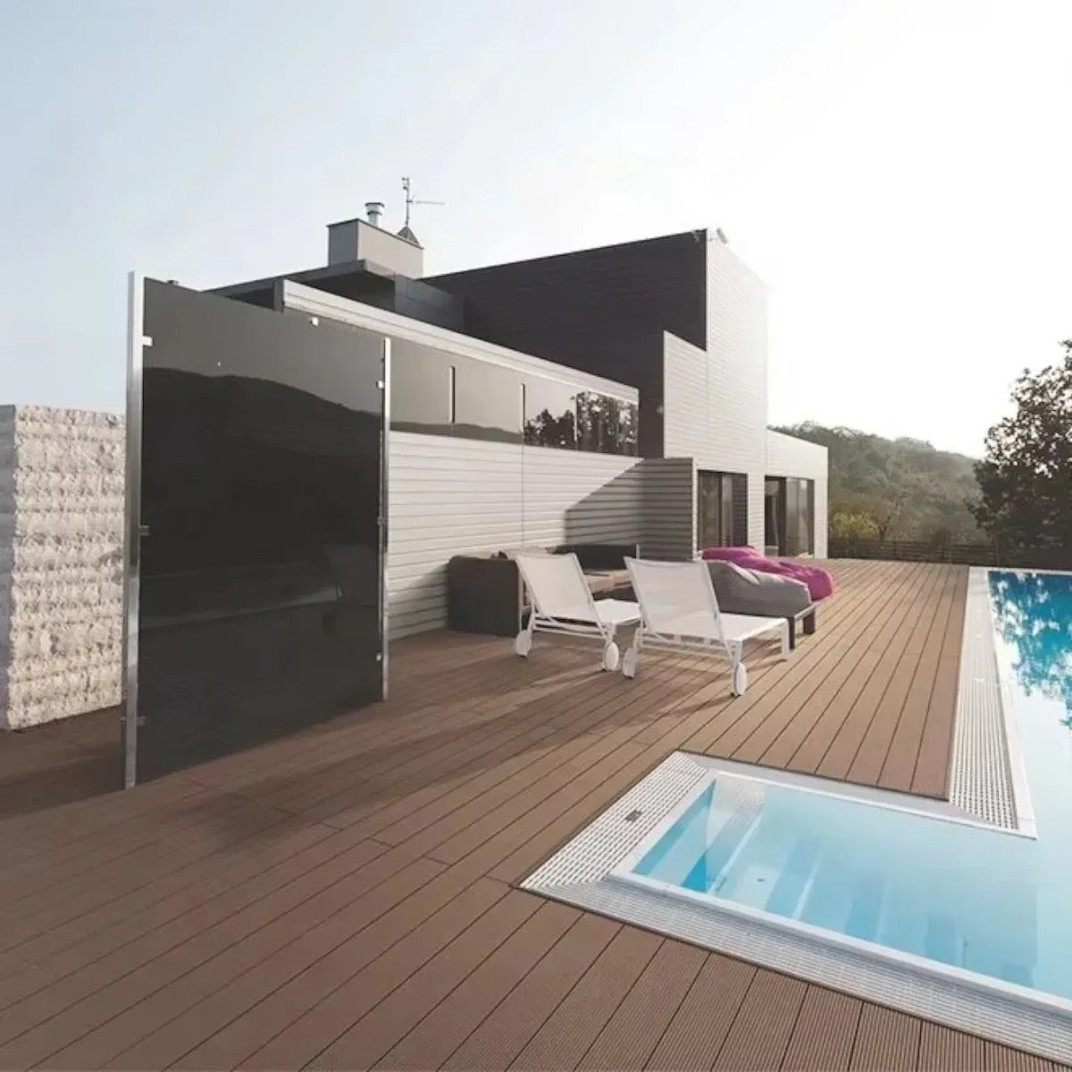 Pardoseala decking terasa din compozit WPC, Naimeed D7484, 280x14x2.5cm, Nuc natural