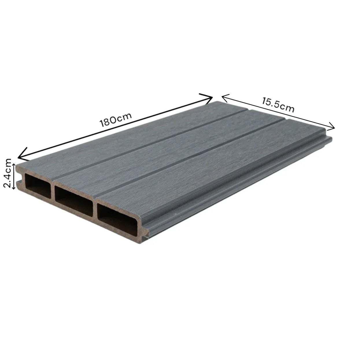 Placa de gard 3D, din compozit de lemn si plastic WPC, Naimeed D6474, 180x15,5x2.4cm, Gri