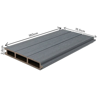 Placa de gard 3D, din compozit de lemn si plastic WPC, Naimeed D6474, 180x15,5x2.4cm, Gri