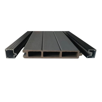 Placa de gard 3D, din compozit de lemn si plastic WPC, Naimeed D6474, 180x15,5x2.4cm, Gri