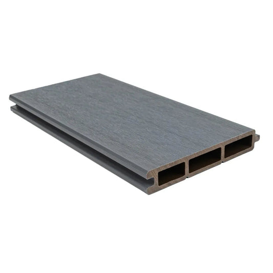 Placa de gard 3D, din compozit de lemn si plastic WPC, Naimeed D6474, 180x15,5x2.4cm, Gri