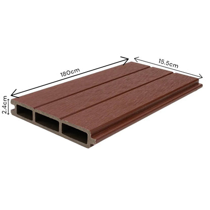 Placa de gard 3D, din compozit de lemn si plastic WPC, Naimeed D6472, 180x15,5x2.4cm, Visiniu
