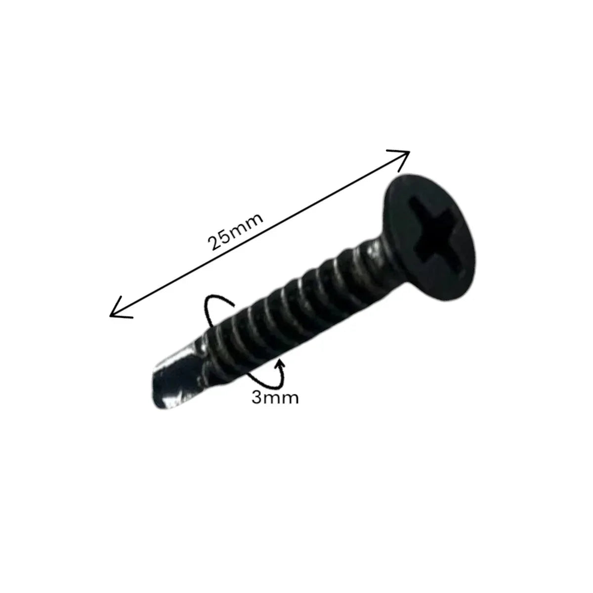 Surub pentru fixarea sinei de placa de gard, fier zincat, Naimeed D6482, 25x3 mm, Negru