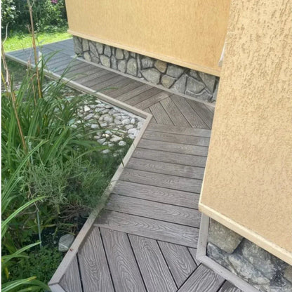 Pardoseala decking terasa din compozit WPC, Naimeed D7522, rezistenta sporita, 280x14x2.5cm, Maro roscat