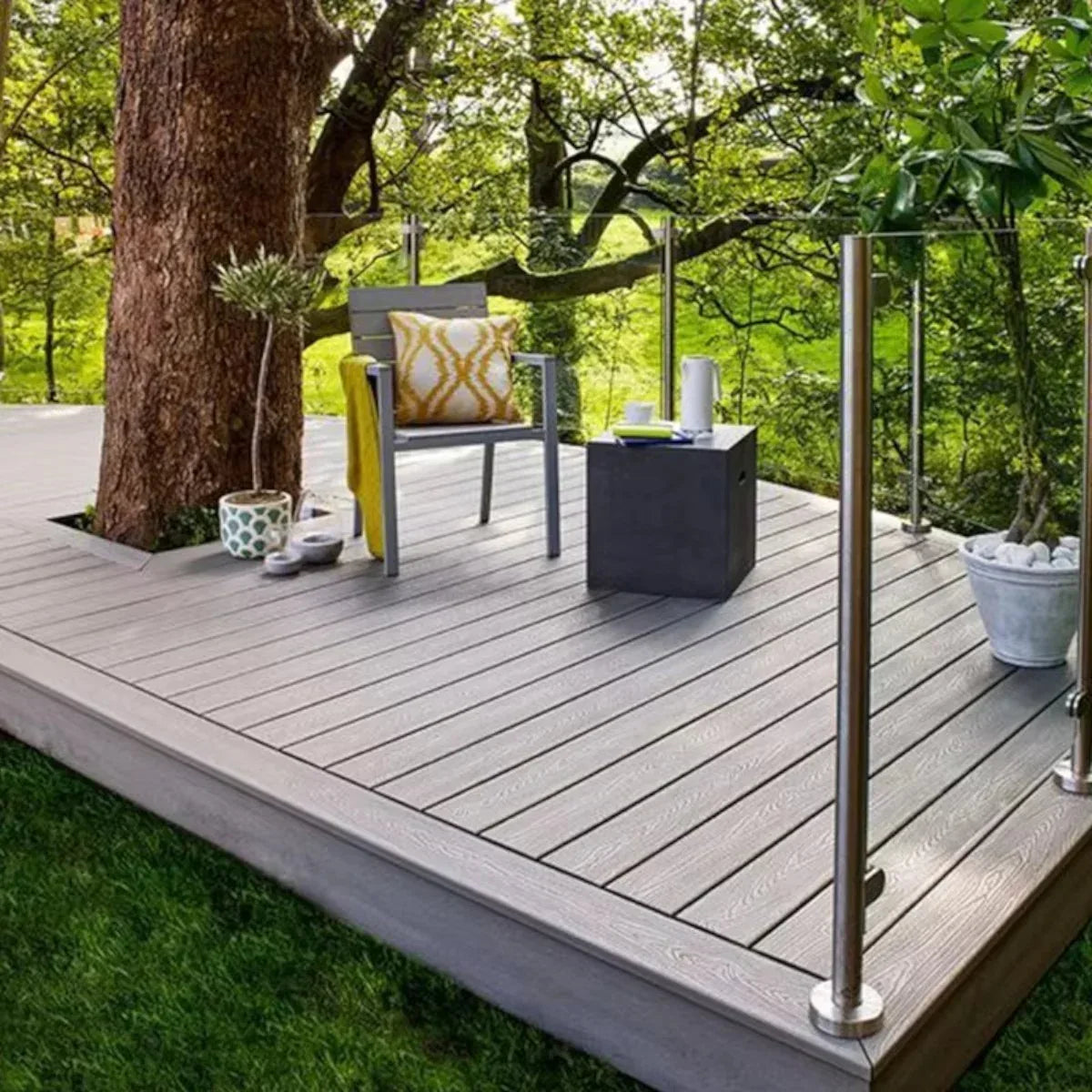 Pardoseala decking terasa din compozit WPC, Naimeed D7483, rezistenta sporita, 280x14x2.5cm, Crem