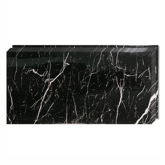 Set 6 panouri decorative, Naimeed D6573, Autoadeziv, aspect lucios, suprafata acoperita 1.08 mp, 30x60 cm, Negru