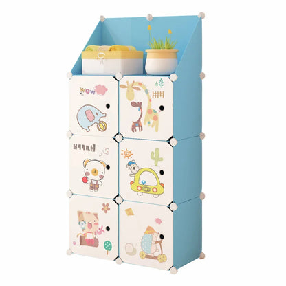 Dulap Modular, camera copii, 6 usi, Naimeed D6584, Albastru, 148x74x37cm