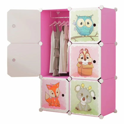 Dulap Modular, camera copii, 6 usi, Naimeed D6596, Roz, 110x75x37cm