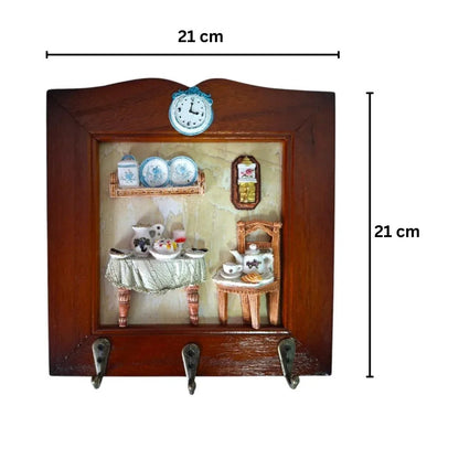 Cuier decorativ cu 3 carlige, Naimeed D66-8, 21x21x1.3cm, Maro