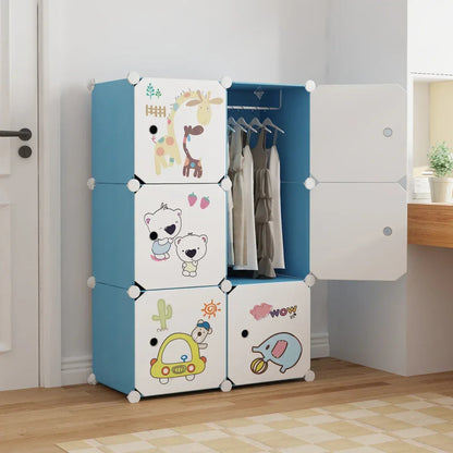Dulap Modular, camera copii, 6 usi, Naimeed D6600, Albastru, 110x75x37cm
