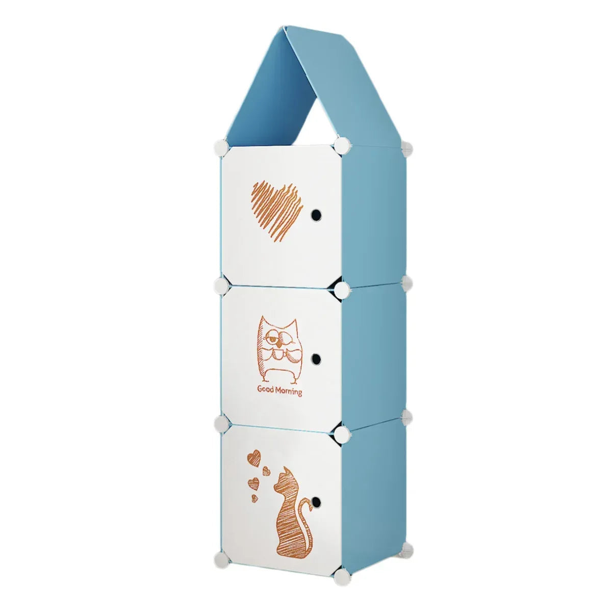 Dulap Modular, camera copii, 3 usi, Naimeed D6608, Albastru, 128x37x37 cm