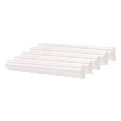 Set 5 Bagheta decorativa, polimer rigid, Naimeed D6691, Alb, 230x2.5x1.25cm
