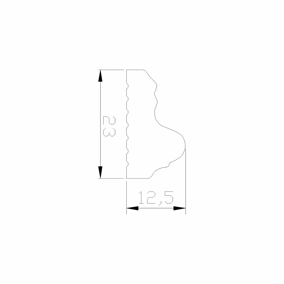 Set 5 Bagheta decorativa, polimer rigid, Naimeed D6693, Alb, 230x2.3x1.25cm