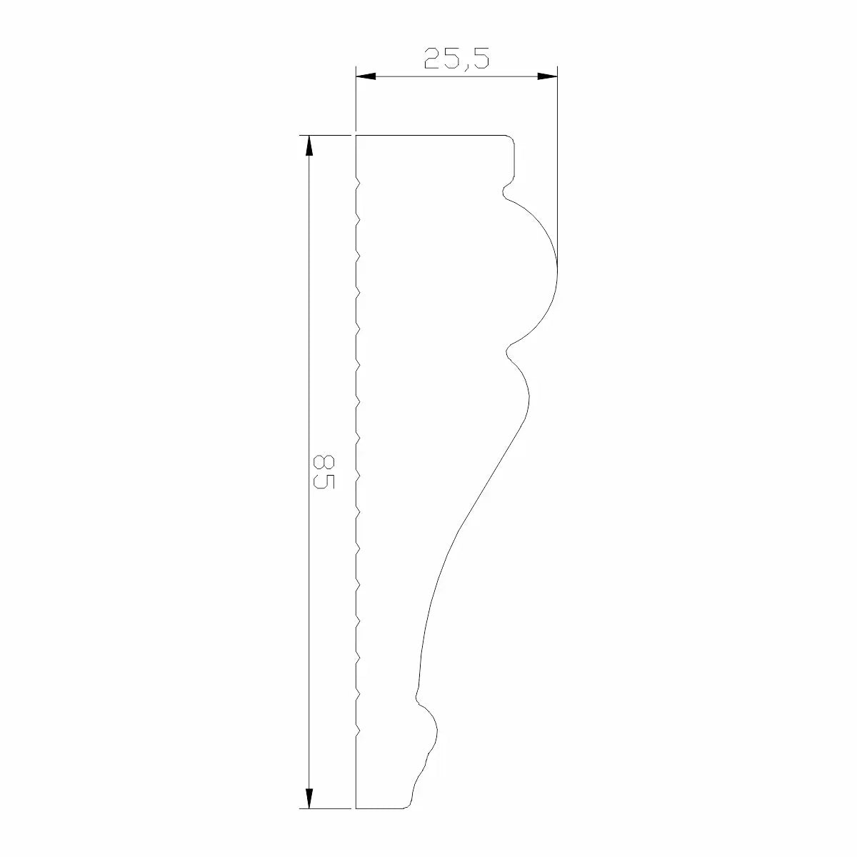Set 5 plinte decorative, polimer rigid, Naimeed D6698, Alb, 2300x85x25mm