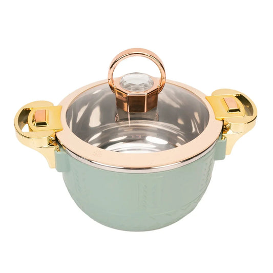 Caserola termica, set 3 piese, Thermo Class, cu interior din inox, Naimeed D6701, Verde deschis