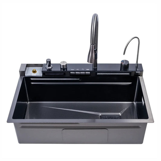 Chiuveta multifunctionala Smart Cuisine, cu accesorii incluse, Naimeed D6743, functii multiple, otel inoxidabil, Gri, 210x750x460mm
