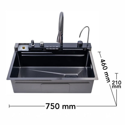 Chiuveta multifunctionala Smart Cuisine, cu accesorii incluse, Naimeed D6743, functii multiple, otel inoxidabil, Gri, 210x750x460mm