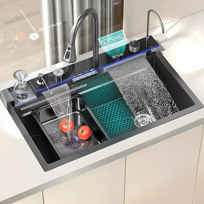 Chiuveta multifunctionala Smart Cuisine, cu accesorii incluse, Naimeed D6743, functii multiple, otel inoxidabil, Gri, 210x750x460mm