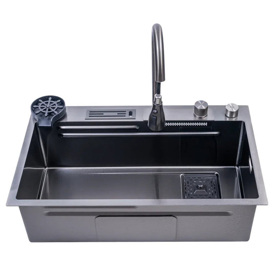 Chiuveta multifunctionala Smart Cuisine, cu accesorii incluse, Naimeed D6747, functii multiple, otel inoxidabil, Gri, 210x750x460mm