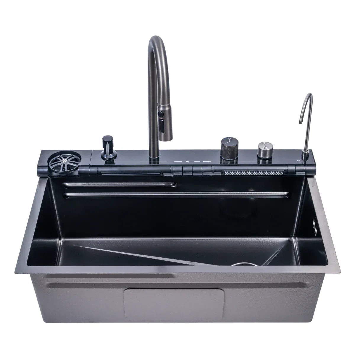 Chiuveta multifunctionala Smart Cuisine, cu accesorii incluse, Naimeed D6749, functii multiple, otel inoxidabil, Gri, 210x750x460mm