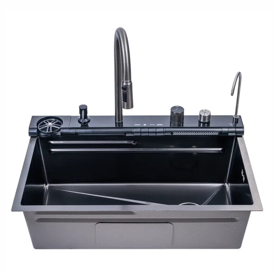 Chiuveta multifunctionala Smart Cuisine, cu accesorii incluse, Naimeed D6749, functii multiple, otel inoxidabil, Gri, 210x750x460mm