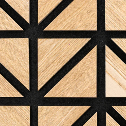 Set 5 Panouri riflaje acustice decorative, HDF si pasla, Naimeed D6751, 50x50x1.8cm, Stejar