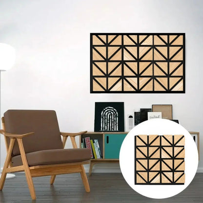 Set 5 Panouri riflaje acustice decorative, HDF si pasla, Naimeed D6751, 50x50x1.8cm, Stejar