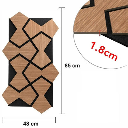 Set 5 Panouri riflaje acustice decorative, HDF si pasla, Naimeed D6753, 85x48x1.8cm, Stejar Inchis