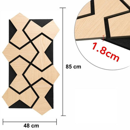 Set 5 Panouri riflaje acustice decorative, HDF si pasla, Naimeed D6754, 85x48x1.8cm, Stejar deschis