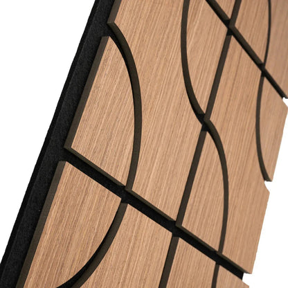 Set 5 Panouri riflaje acustice decorative, HDF si pasla, Naimeed D6756, 90x45x1.8cm, Stejar Inchis