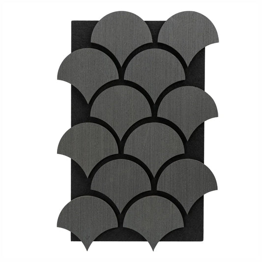 Set 5 Panouri riflaje acustice decorative, HDF si pasla, Naimeed D6762, 60x40x1.8cm, Gri