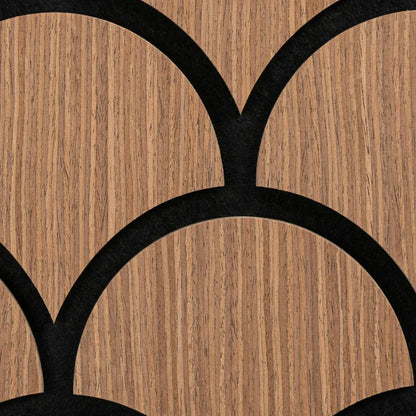 Set 5 Panouri riflaje acustice decorative, HDF si pasla, Naimeed D6764, 60x40x1.8cm, Stejar inchis