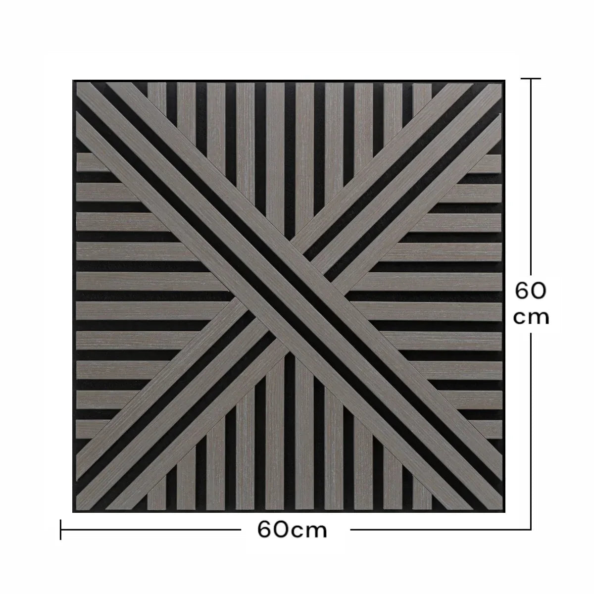 Set 5 Panouri riflaje acustice decorative, MDF si pasla, Naimeed D6765, 60x60x1.8cm, Gri