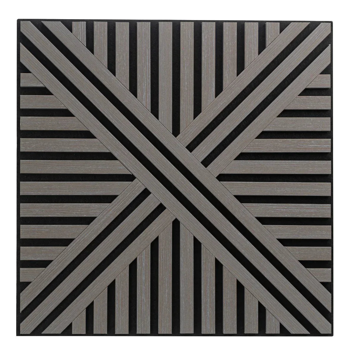 Set 5 Panouri riflaje acustice decorative, MDF si pasla, Naimeed D6765, 60x60x1.8cm, Gri