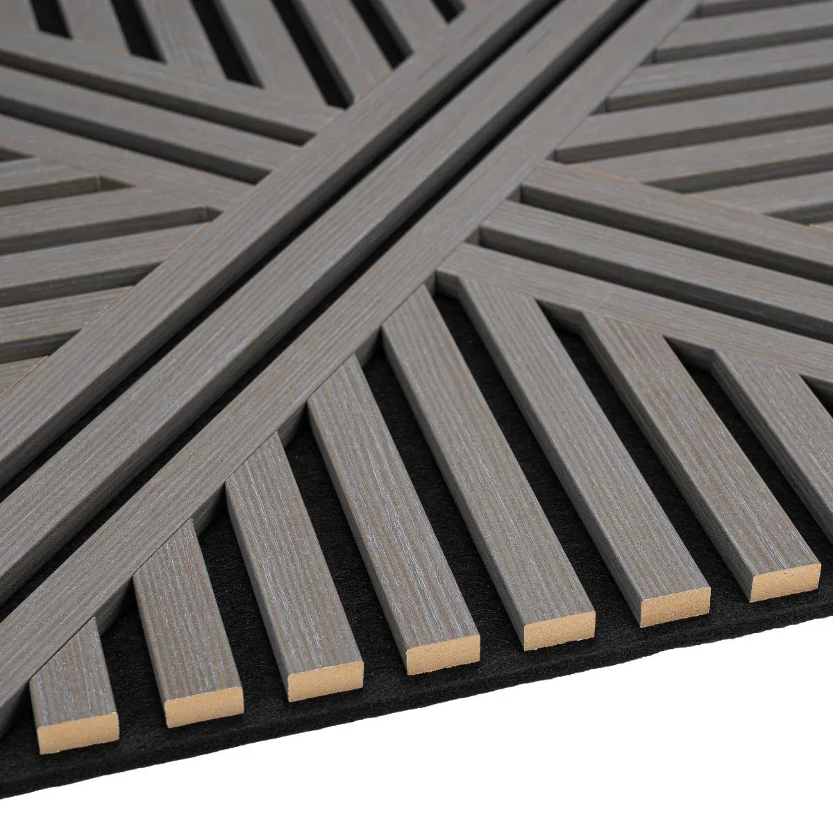 Set 5 Panouri riflaje acustice decorative, MDF si pasla, Naimeed D6765, 60x60x1.8cm, Gri