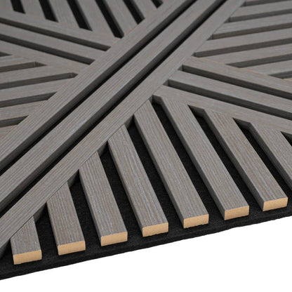 Set 5 Panouri riflaje acustice decorative, MDF si pasla, Naimeed D6765, 60x60x1.8cm, Gri