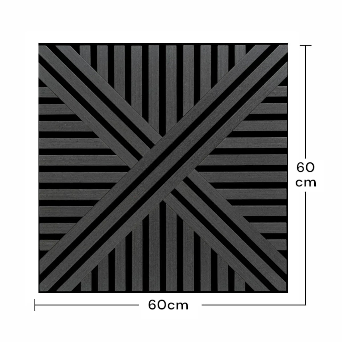 Set 5 Panouri riflaje acustice decorative, MDF si pasla, Naimeed D6766, 60x60x1.8cm, Negru