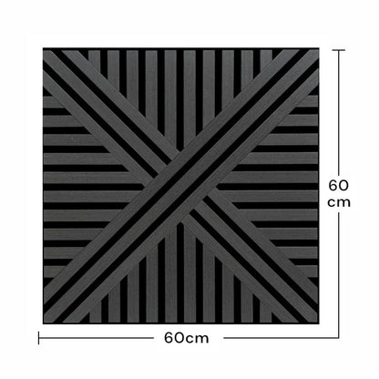 Set 5 Panouri riflaje acustice decorative, MDF si pasla, Naimeed D6766, 60x60x1.8cm, Negru