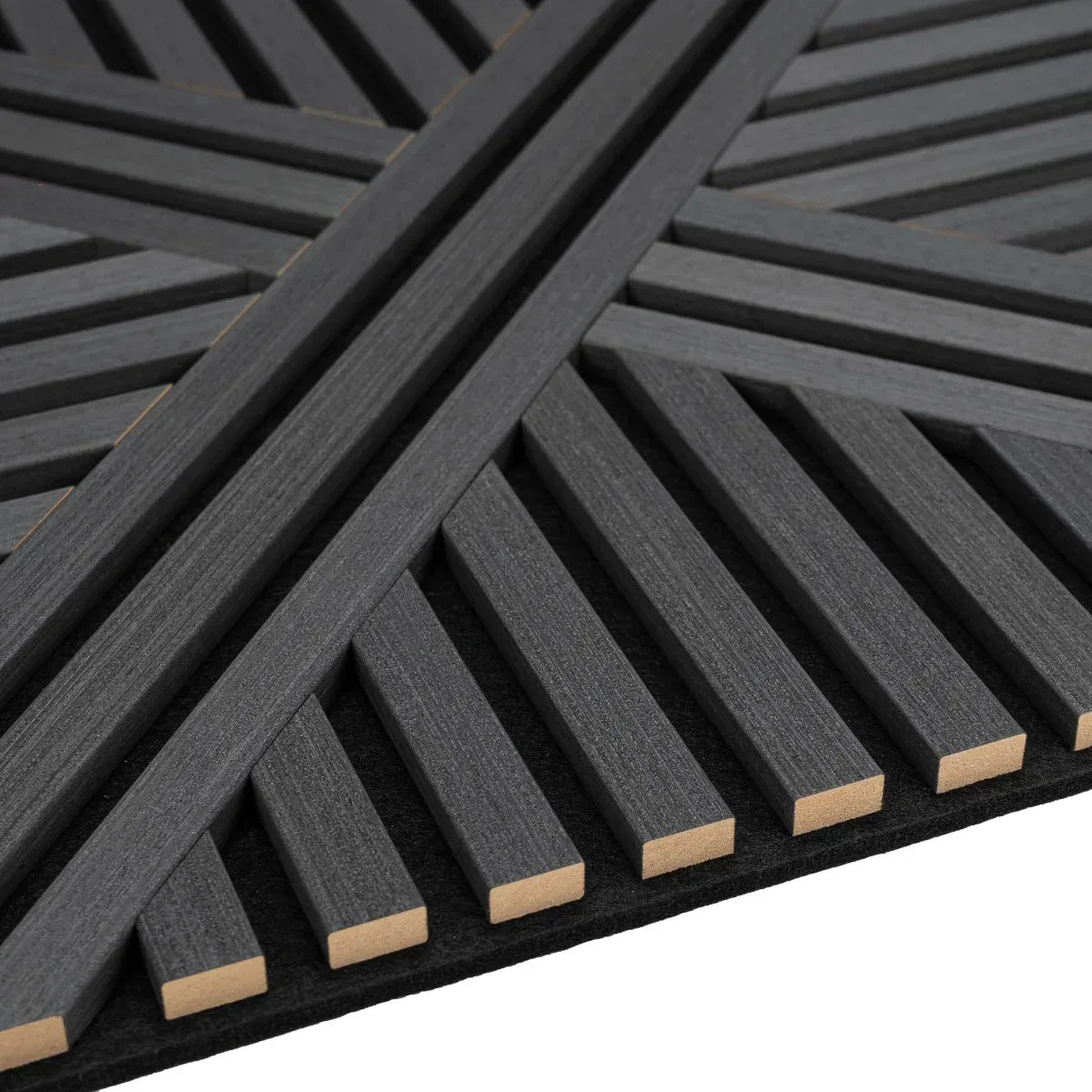 Set 5 Panouri riflaje acustice decorative, MDF si pasla, Naimeed D6766, 60x60x1.8cm, Negru