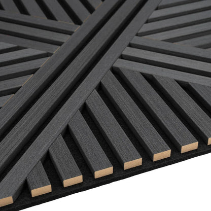 Set 5 Panouri riflaje acustice decorative, MDF si pasla, Naimeed D6766, 60x60x1.8cm, Negru