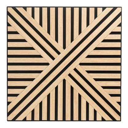 Set 5 Panouri riflaje acustice decorative, MDF si pasla, Naimeed D6767, 60x60x1.8cm, Stejar
