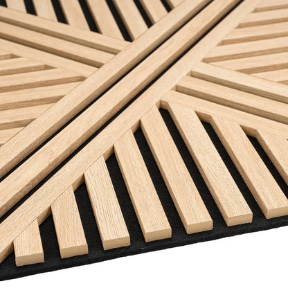 Set 5 Panouri riflaje acustice decorative, MDF si pasla, Naimeed D6767, 60x60x1.8cm, Stejar